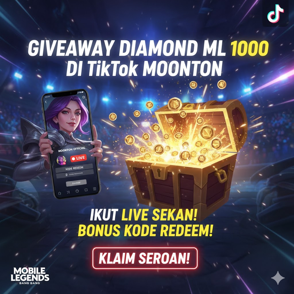 Giveaway Diamond ML 1000 di TikTok Moonton, Ikut!