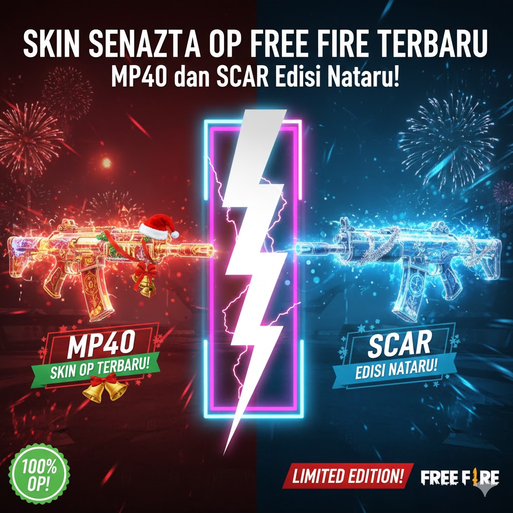 Skin Senjata OP Free Fire Terbaru, MP40 dan SCAR Edisi Nataru!